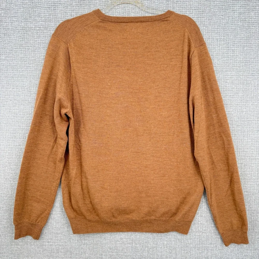 J. Crew Men's Brown V-Neck 100% Merino Wool Sweater Size‎ L